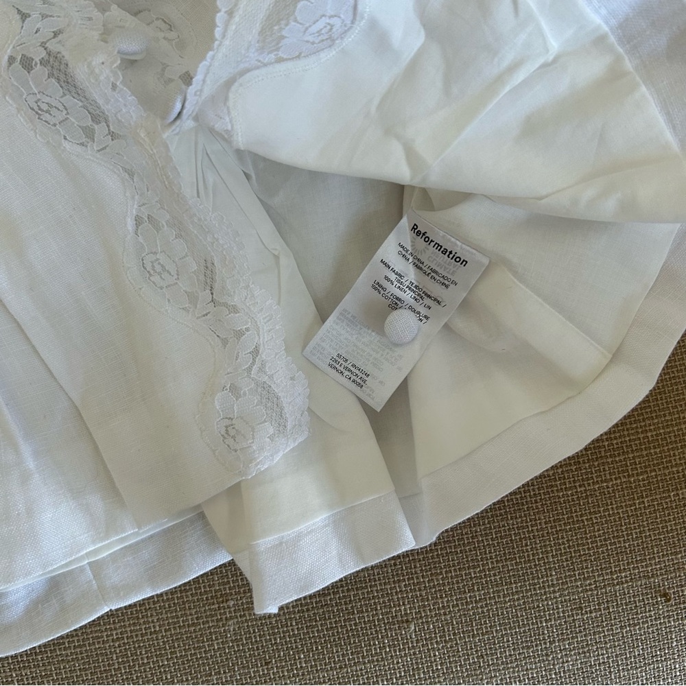 BEST NWT Reformation Josefina Linen Top White Ivory French Summer Vacation - Picture 8 of 12